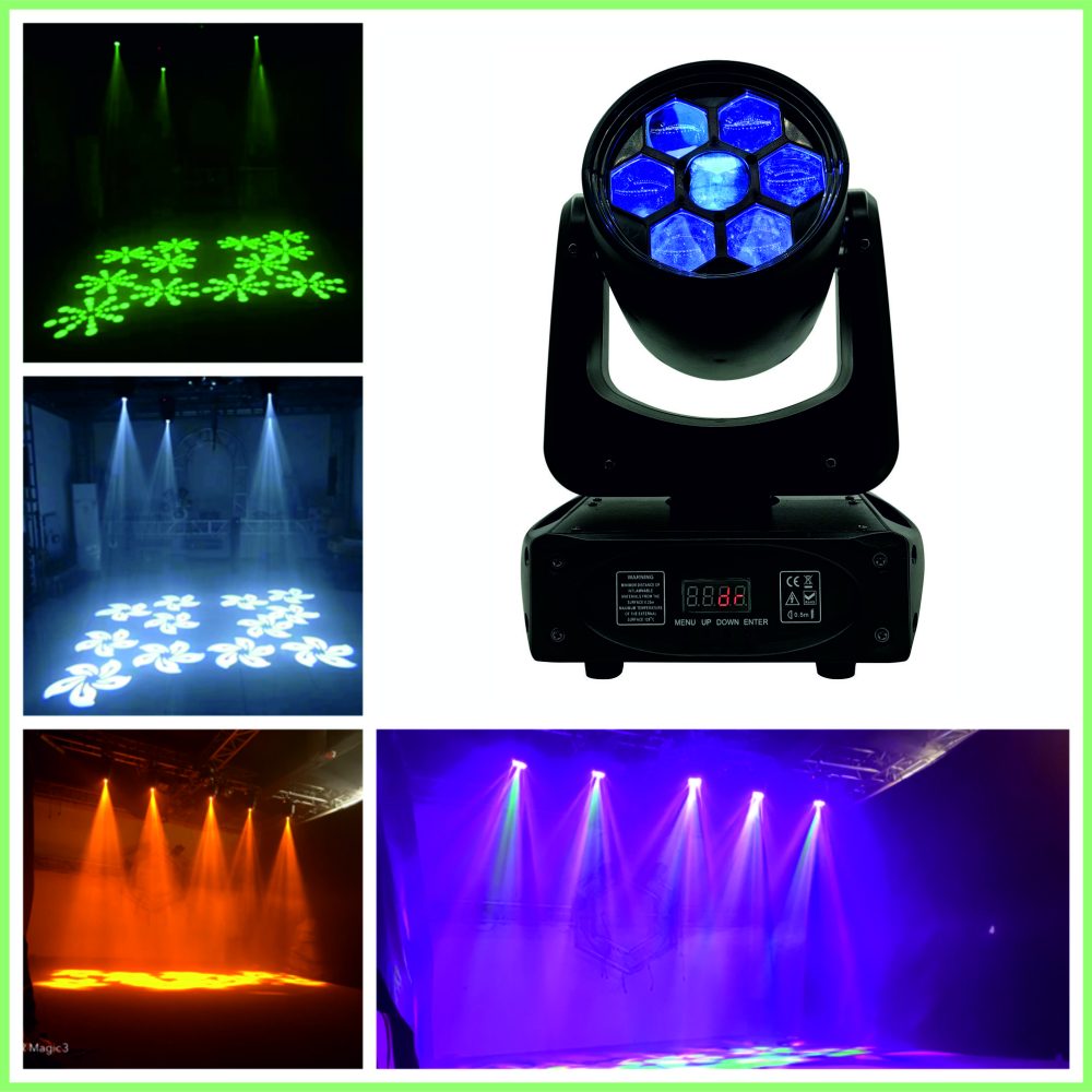 CABEZA LED BEE EYES 140W RGBW 4 IN 1 CON PRISMA DE 3 CARAS
